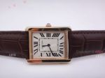 Replica Cartier Tank Solo Rose Gold Leather Strap Watches For Sale 